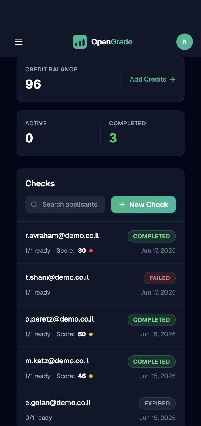 OpenGrade check history on mobile